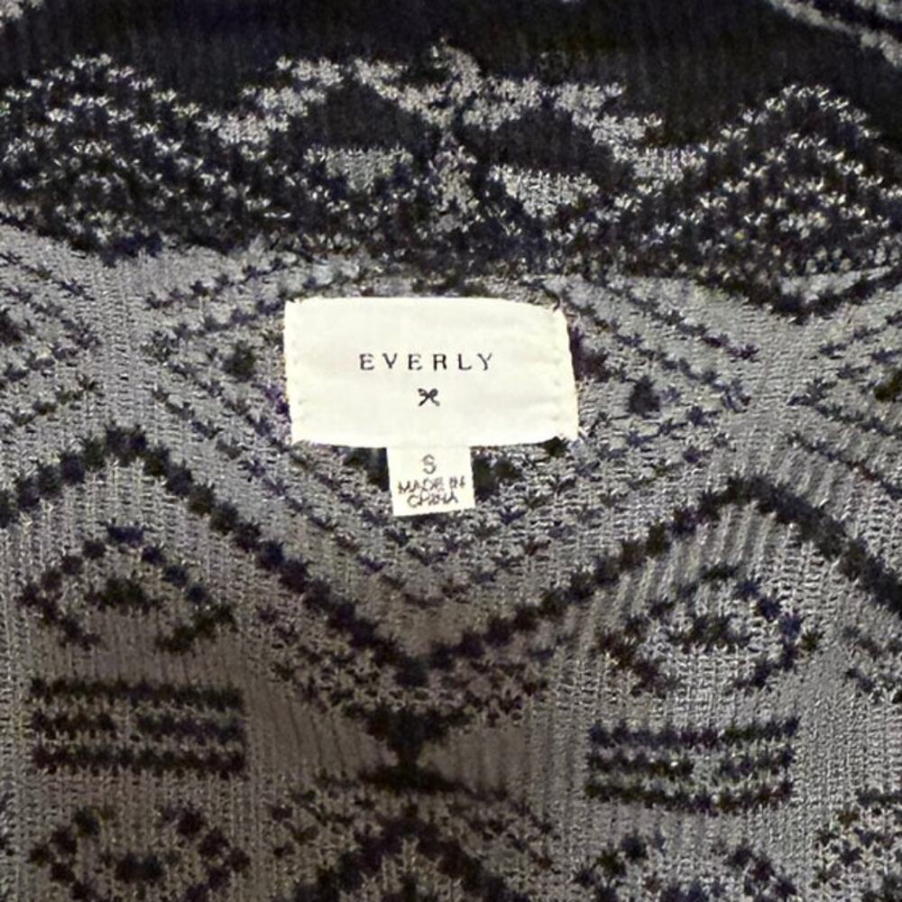 Everly Open Cascade Black and White Aztec Cardigan, Size Small - Picture 6 of 8
